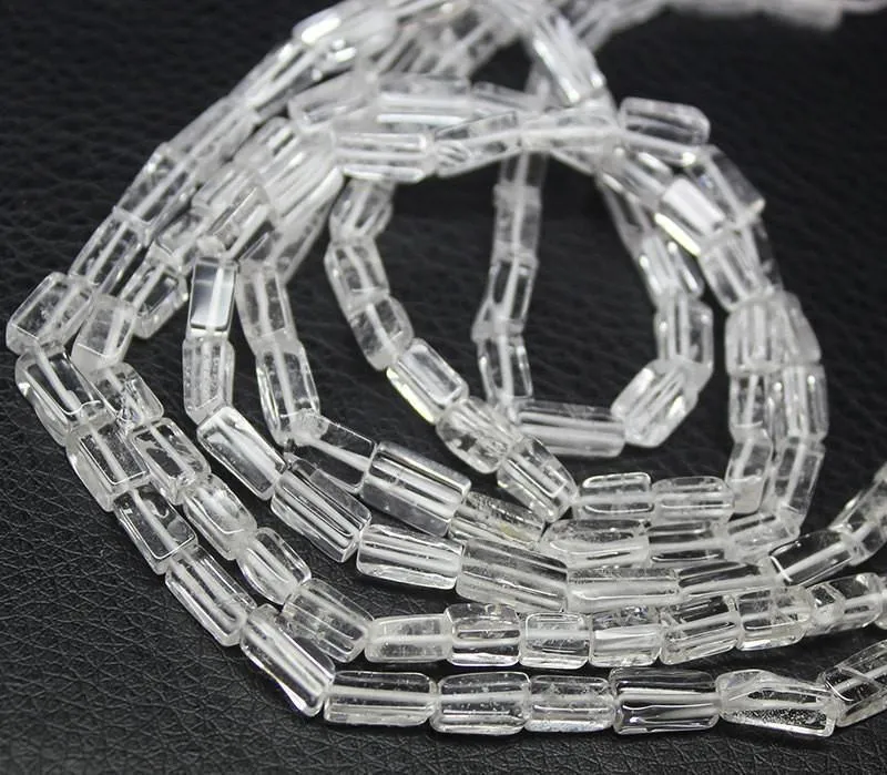 10 Strands White Quartz Smooth Rectangle Gemstone Loose Spacer Beads 5mm 10mm 14"