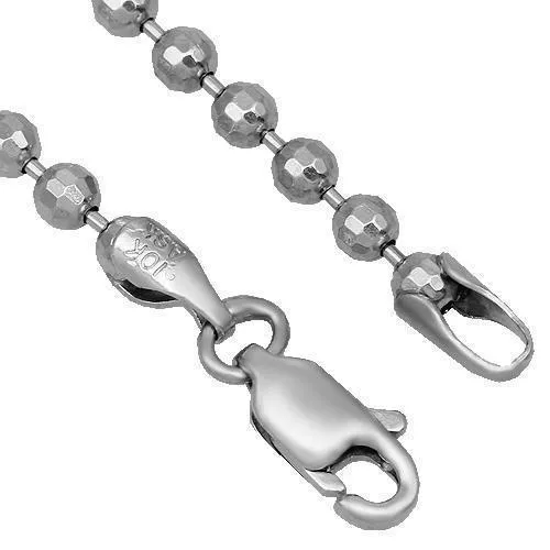 10k White Gold Ball Bead Chain 3 mm