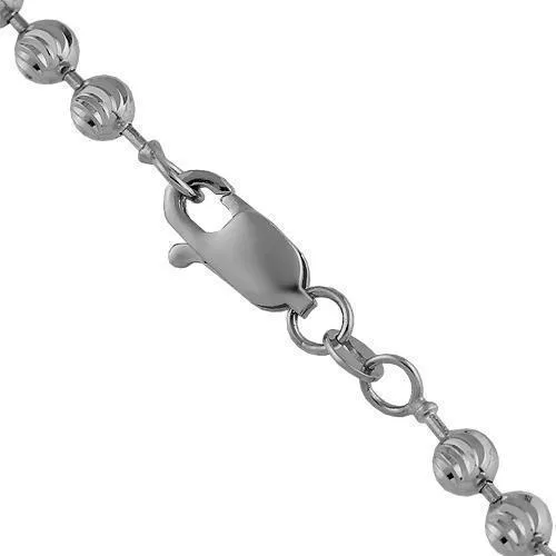 10k White Gold Ball Bead Chain 3 mm