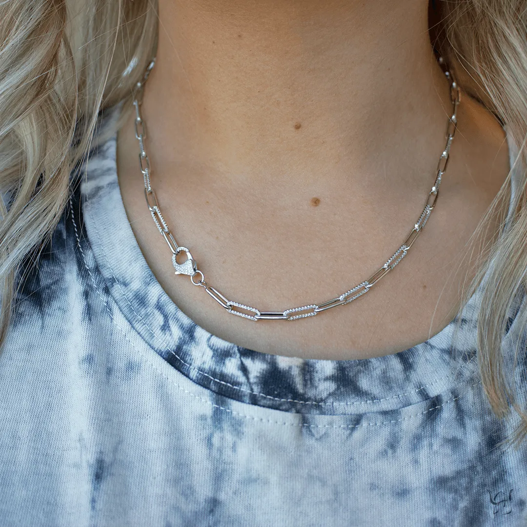 1.36ctw Diamond Paper Clip Link Necklace