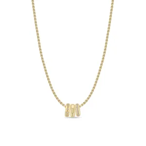 14k 3 Mixed Half Round Slide Bead Box Chain Necklace