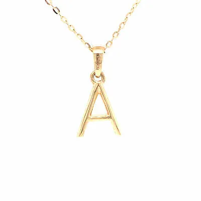 14K Diamond Letter 'A' Necklace Yellow Gold