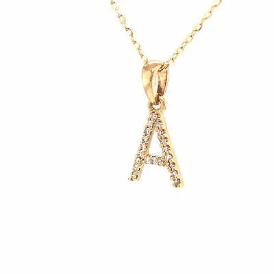 14K Diamond Letter 'A' Necklace Yellow Gold