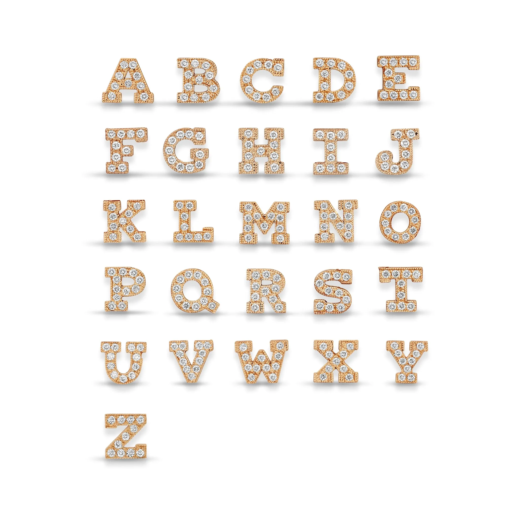 14k Gold 3 Letter Pavé Diamond Necklace