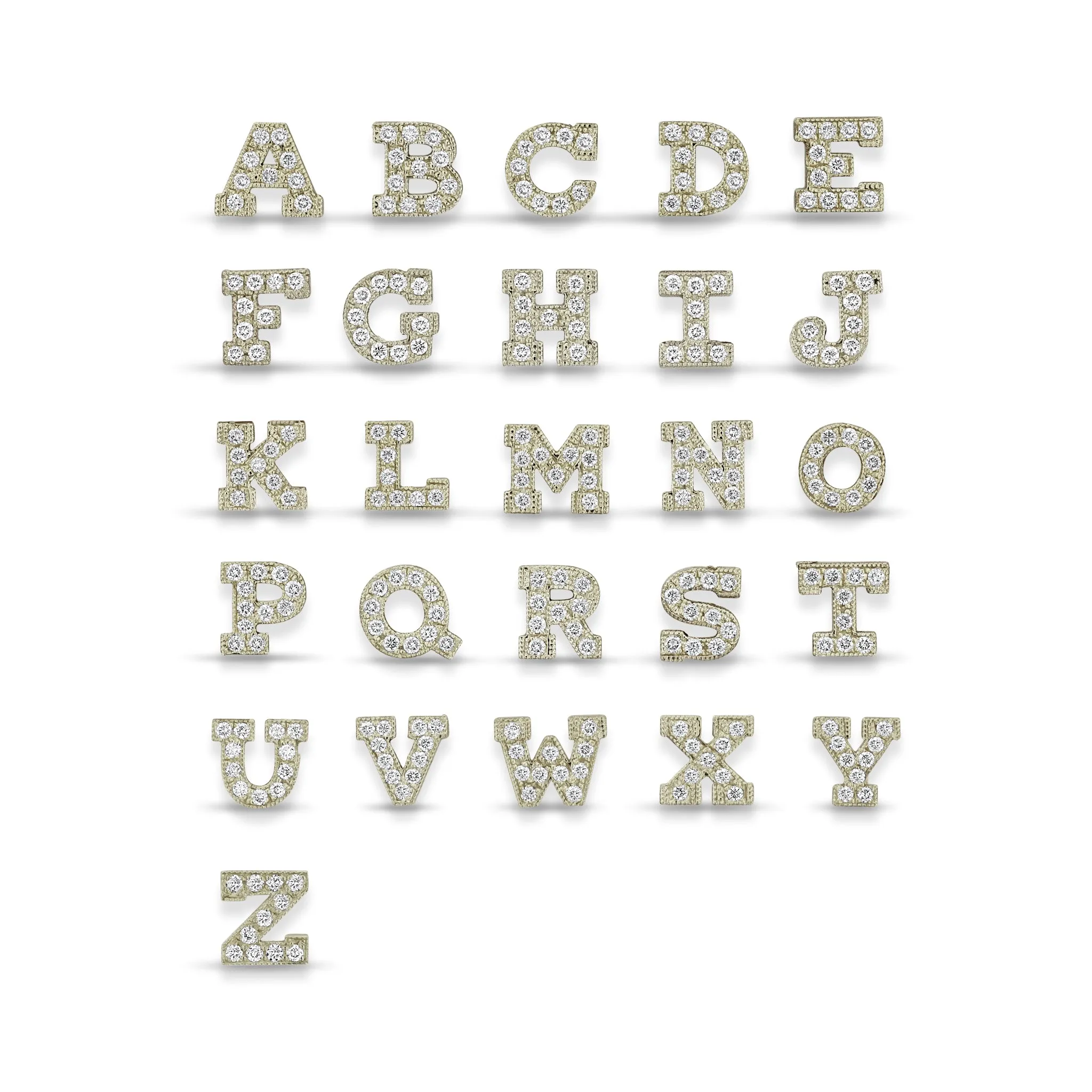 14k Gold 3 Letter Pavé Diamond Necklace