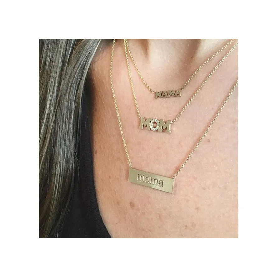 14k Gold 3 Letter Pavé Diamond Necklace