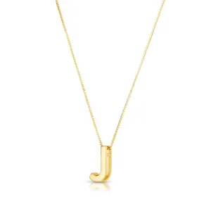 14K Gold Block Letter Initial J Necklace