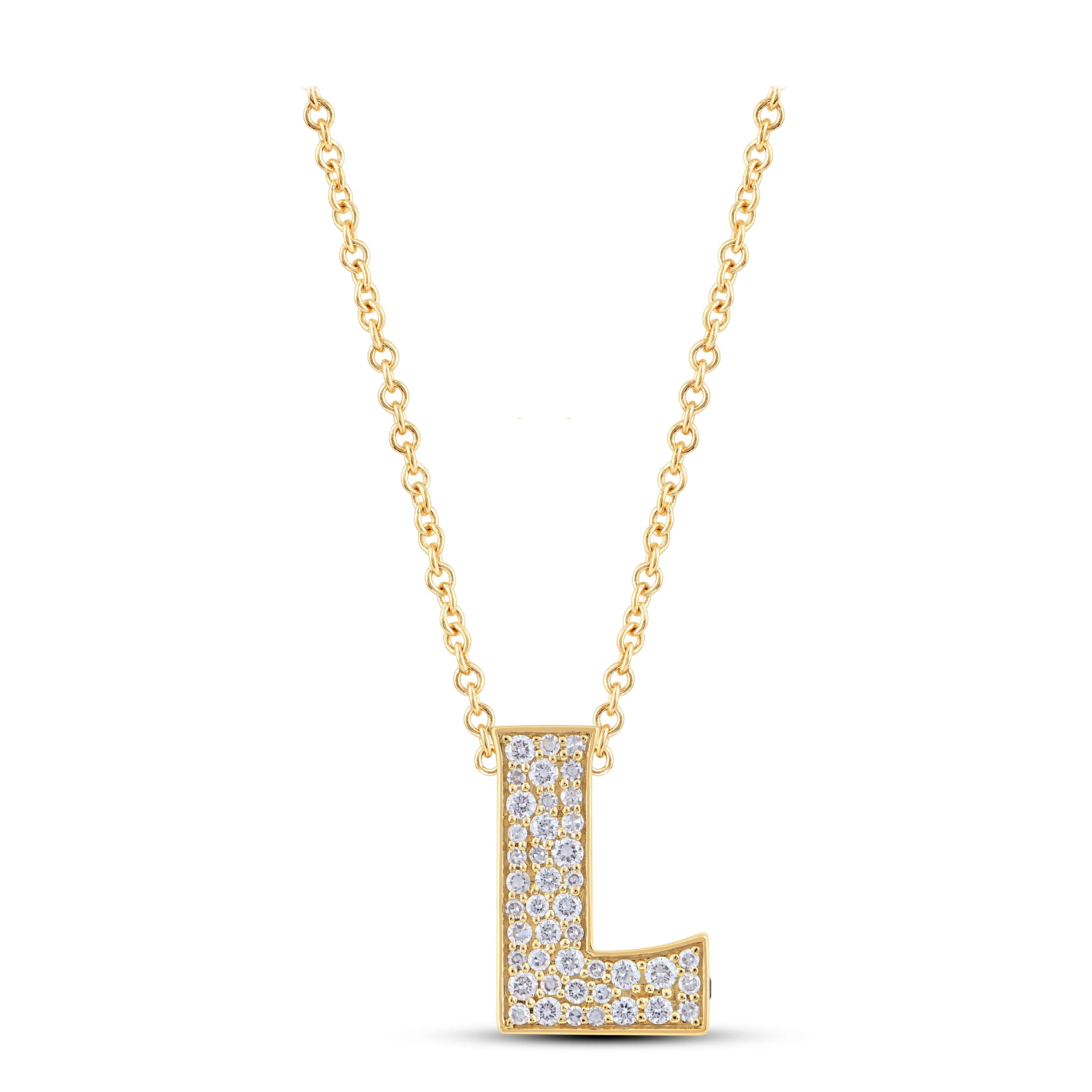 14K Gold Lab Grown Diamond Initial Necklace