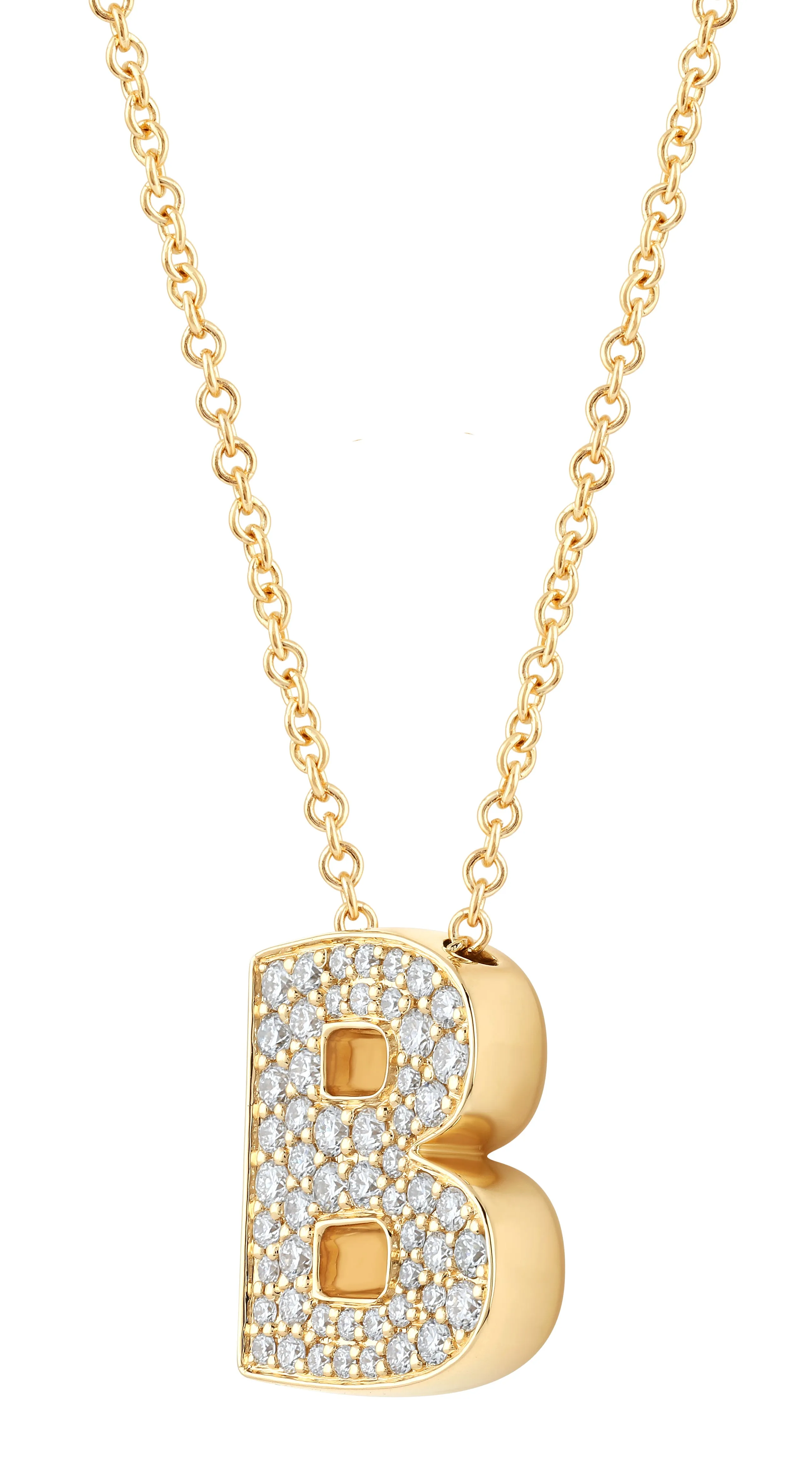 14K Gold Lab Grown Diamond Initial Necklace