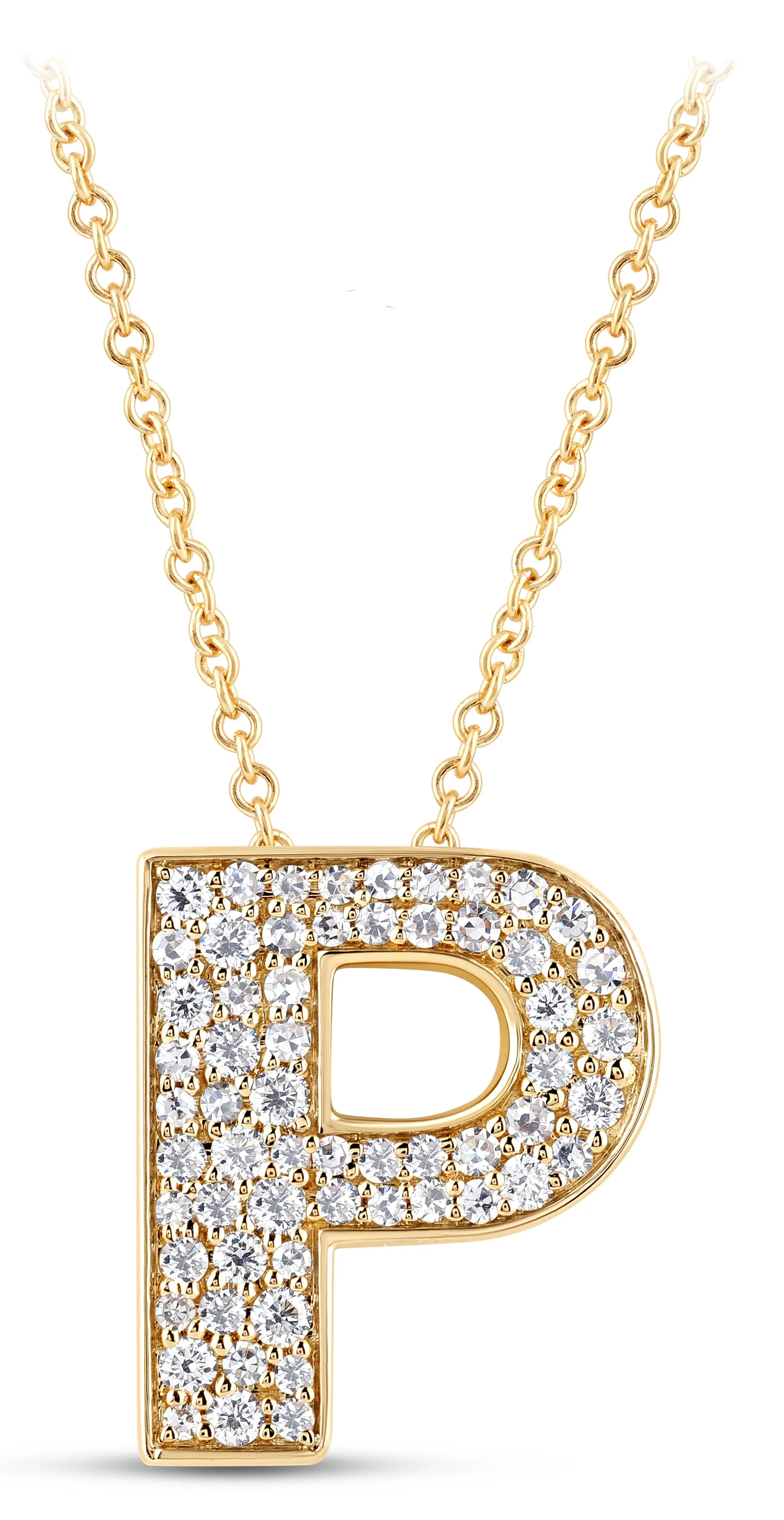14K Gold Lab Grown Diamond Initial Necklace