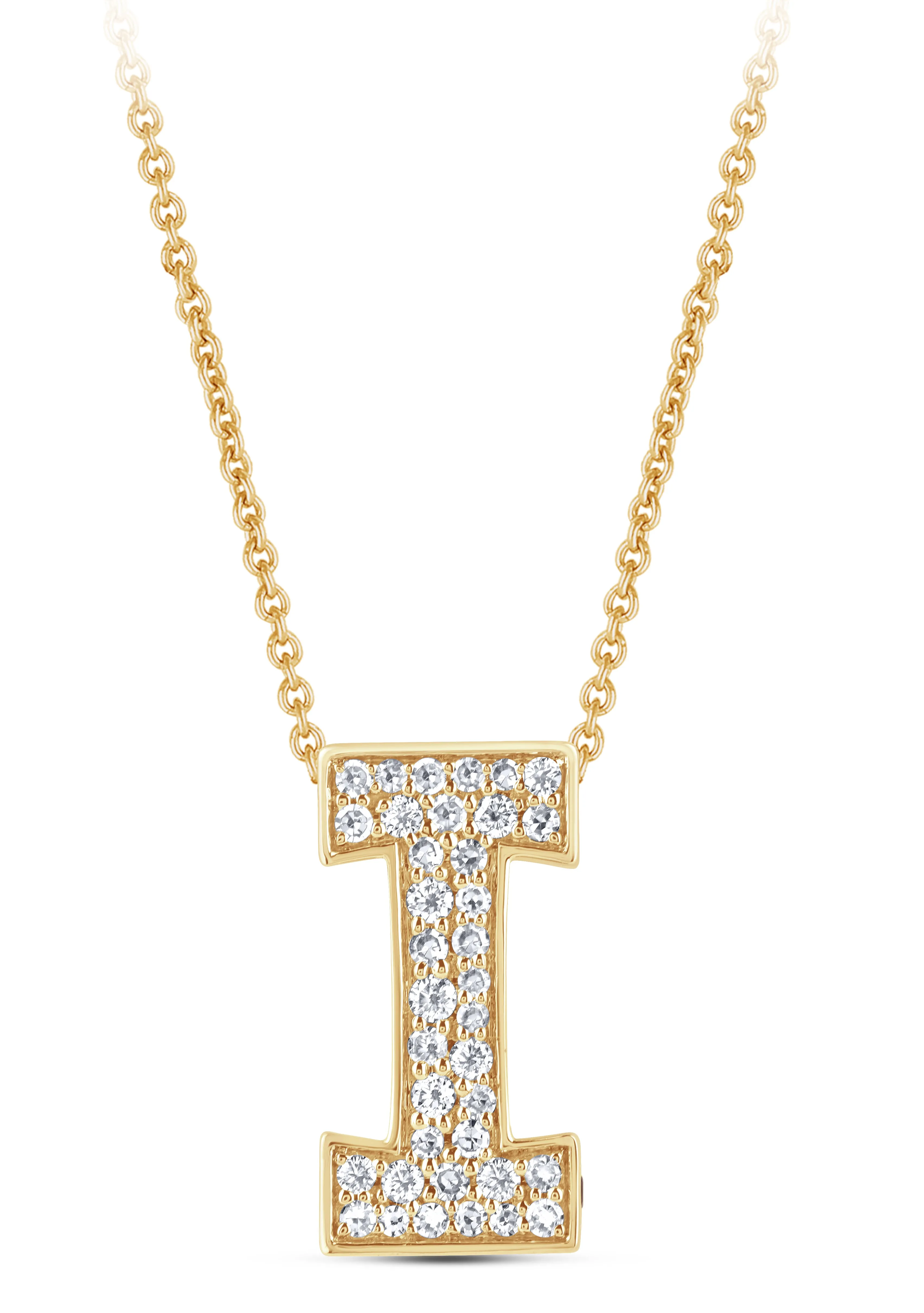 14K Gold Lab Grown Diamond Initial Necklace
