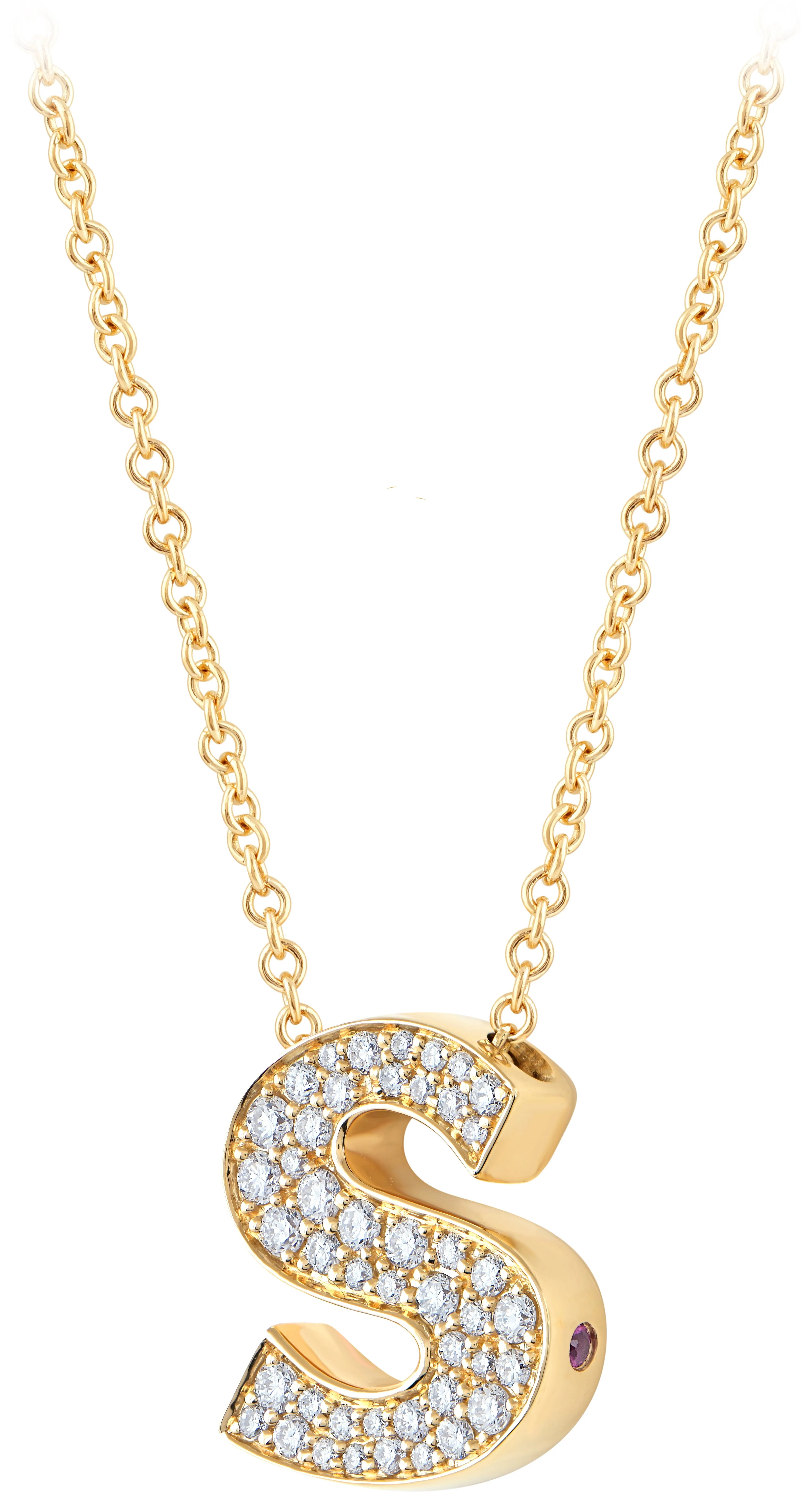 14K Gold Lab Grown Diamond Initial Necklace
