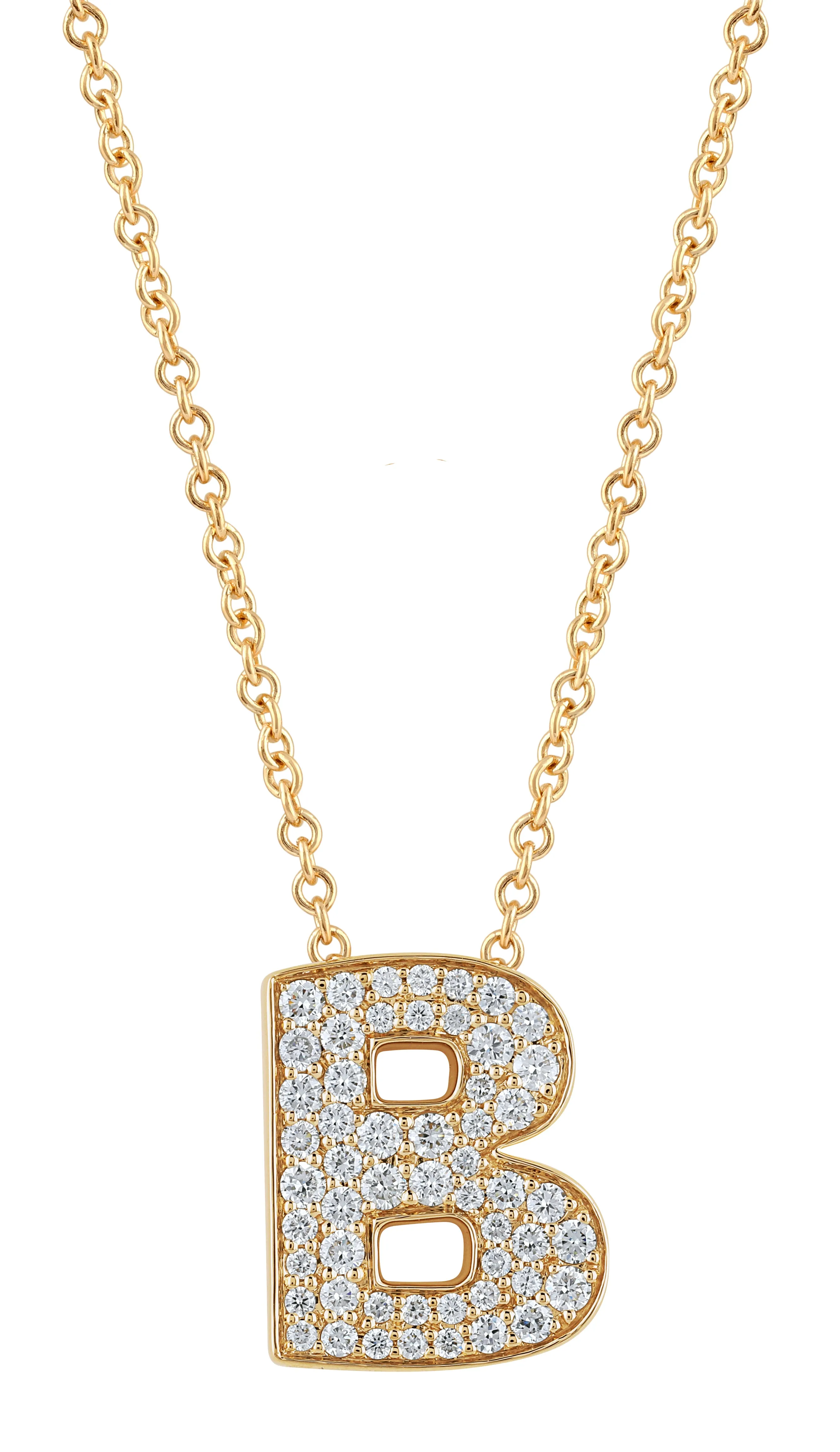 14K Gold Lab Grown Diamond Initial Necklace