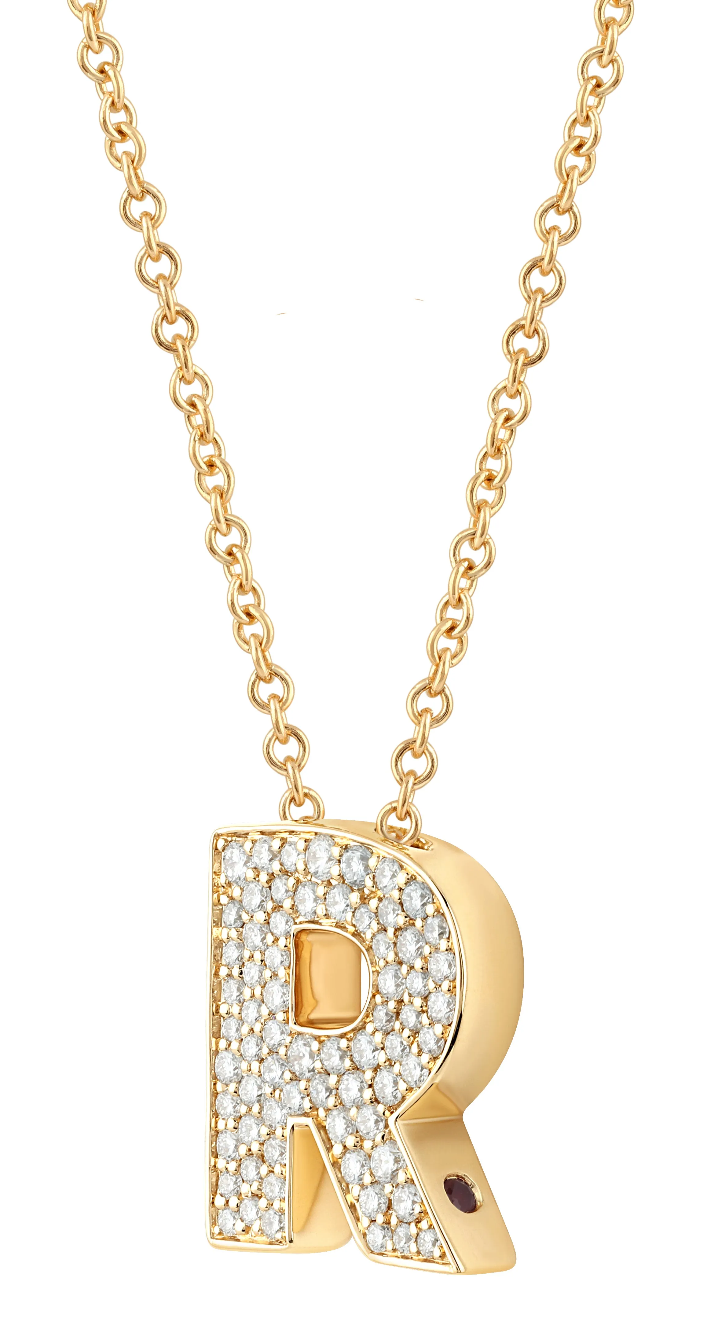14K Gold Lab Grown Diamond Initial Necklace
