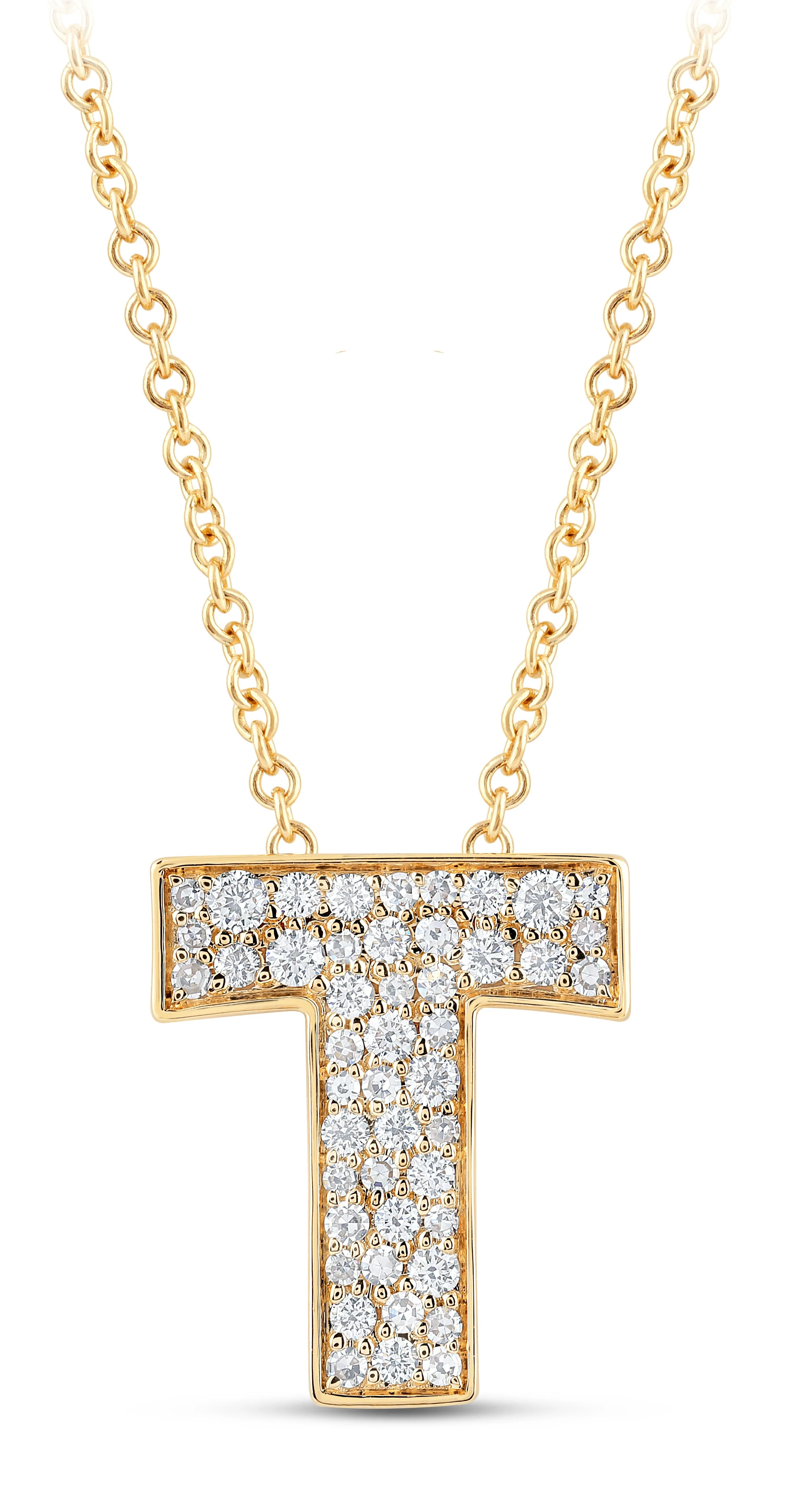 14K Gold Lab Grown Diamond Initial Necklace