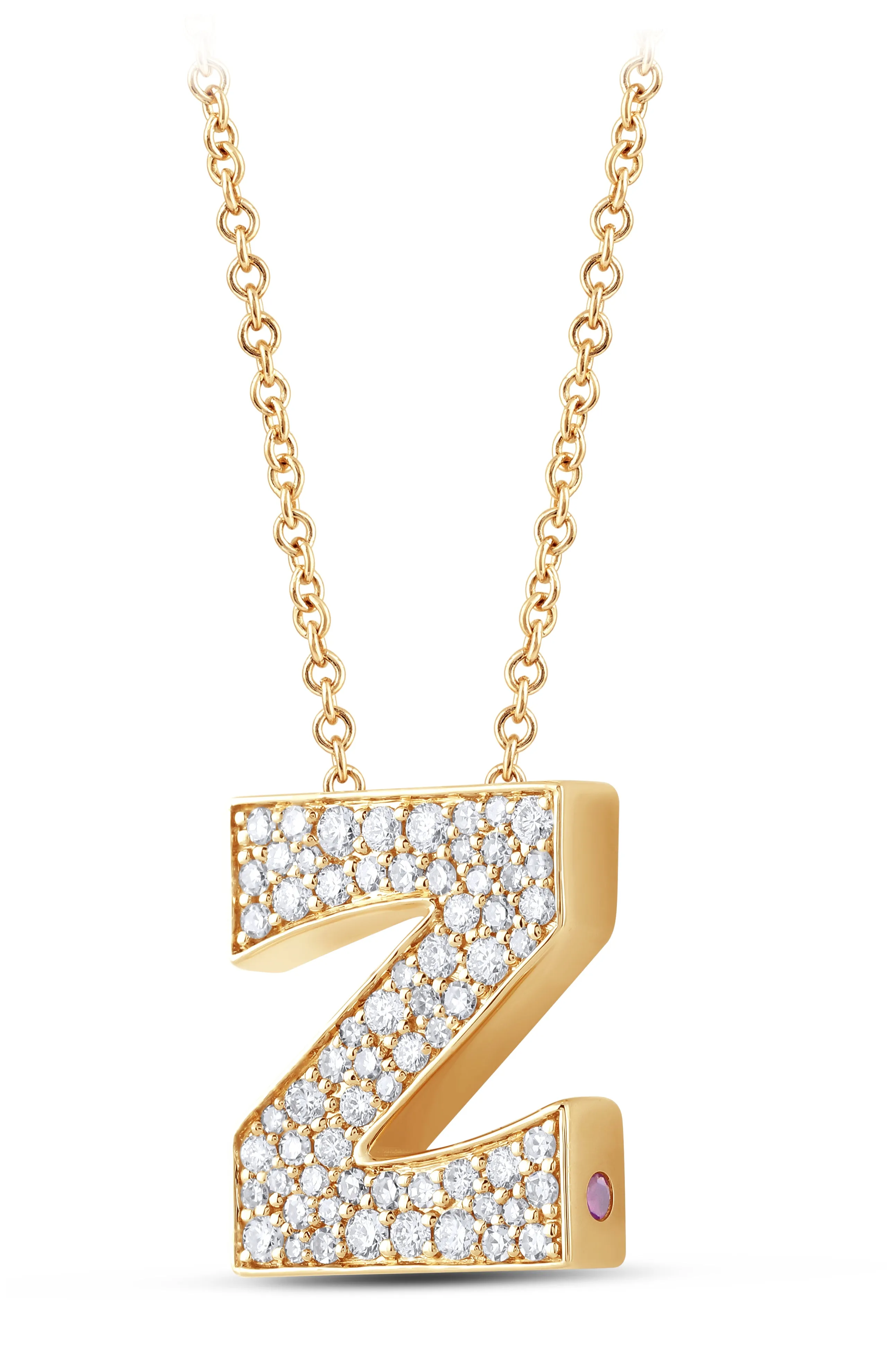 14K Gold Lab Grown Diamond Initial Necklace