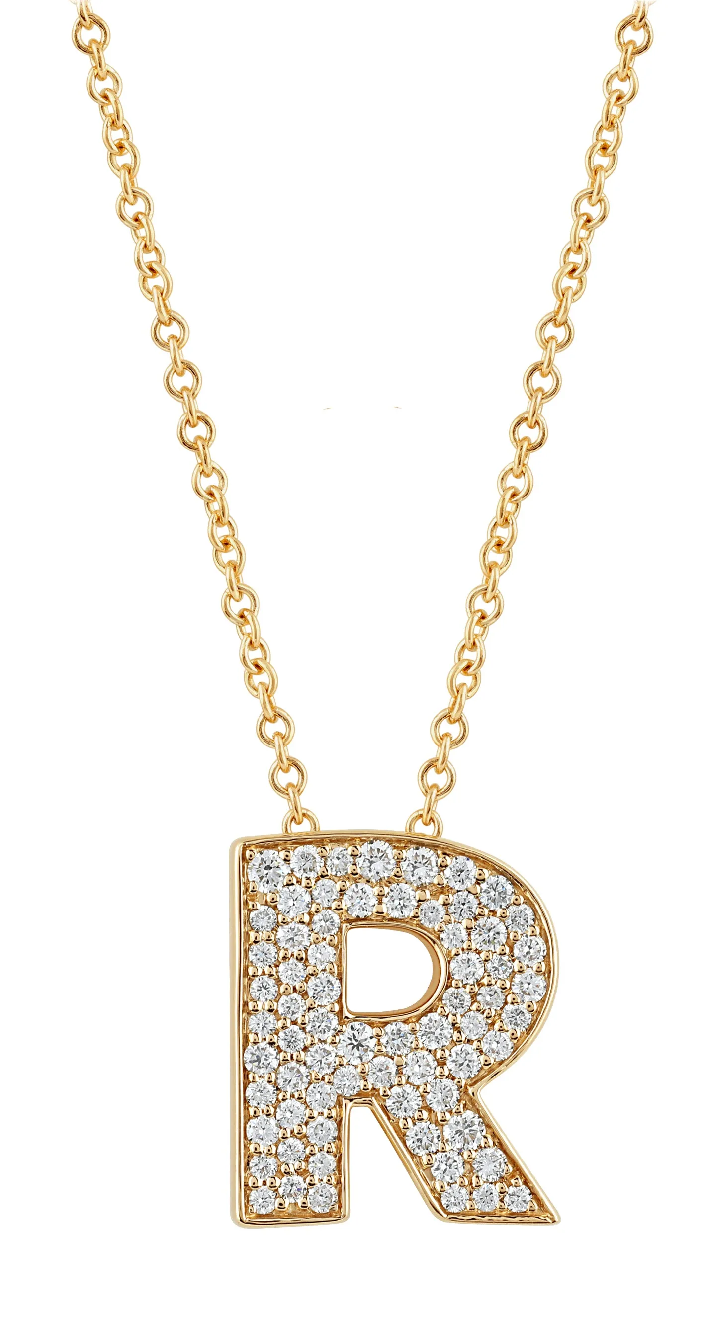 14K Gold Lab Grown Diamond Initial Necklace