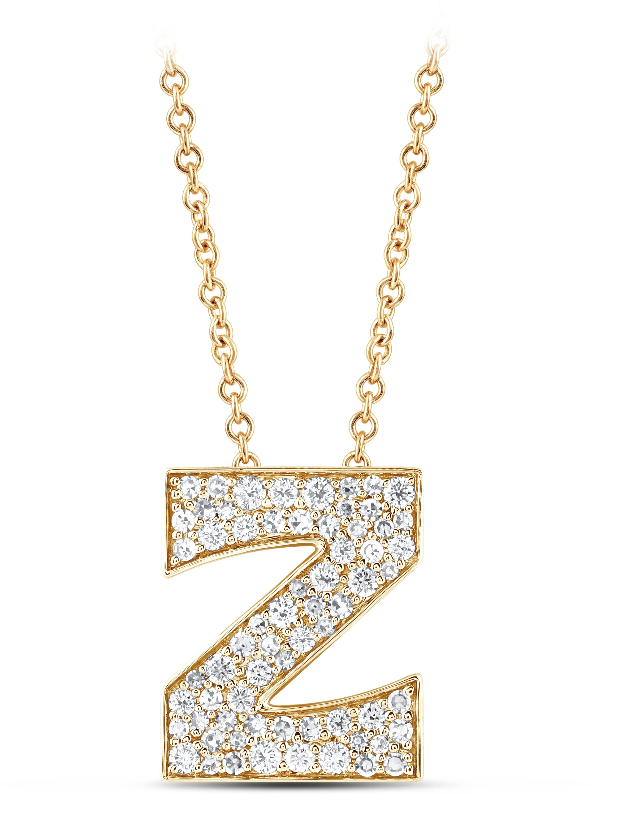 14K Gold Lab Grown Diamond Initial Necklace