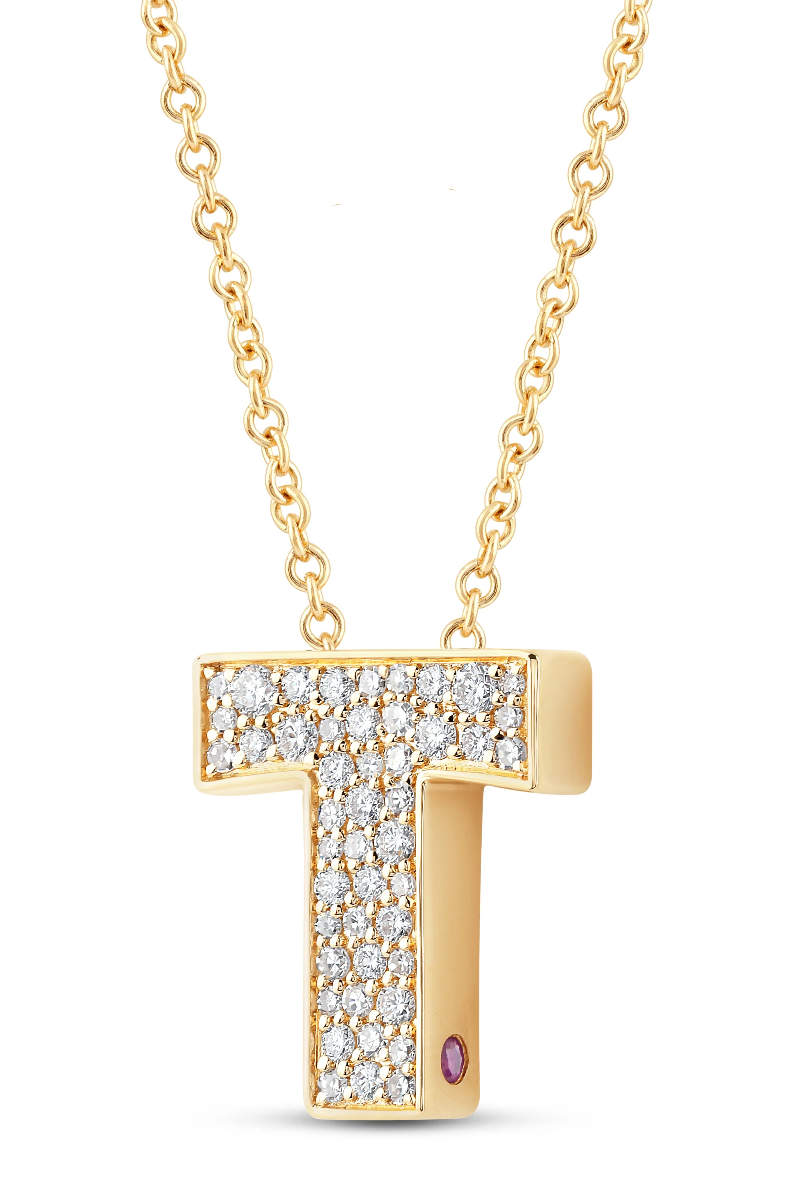 14K Gold Lab Grown Diamond Initial Necklace