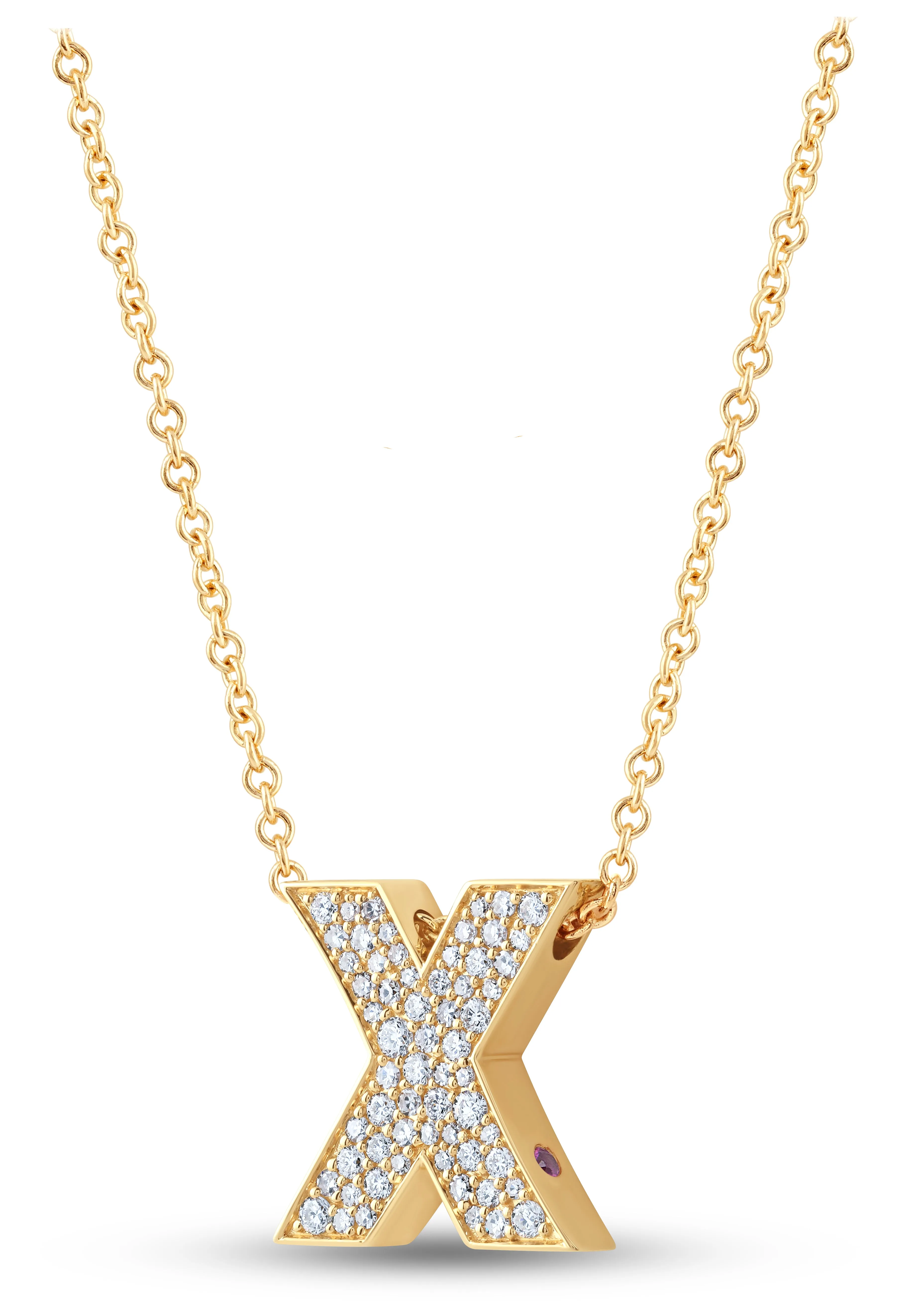 14K Gold Lab Grown Diamond Initial Necklace