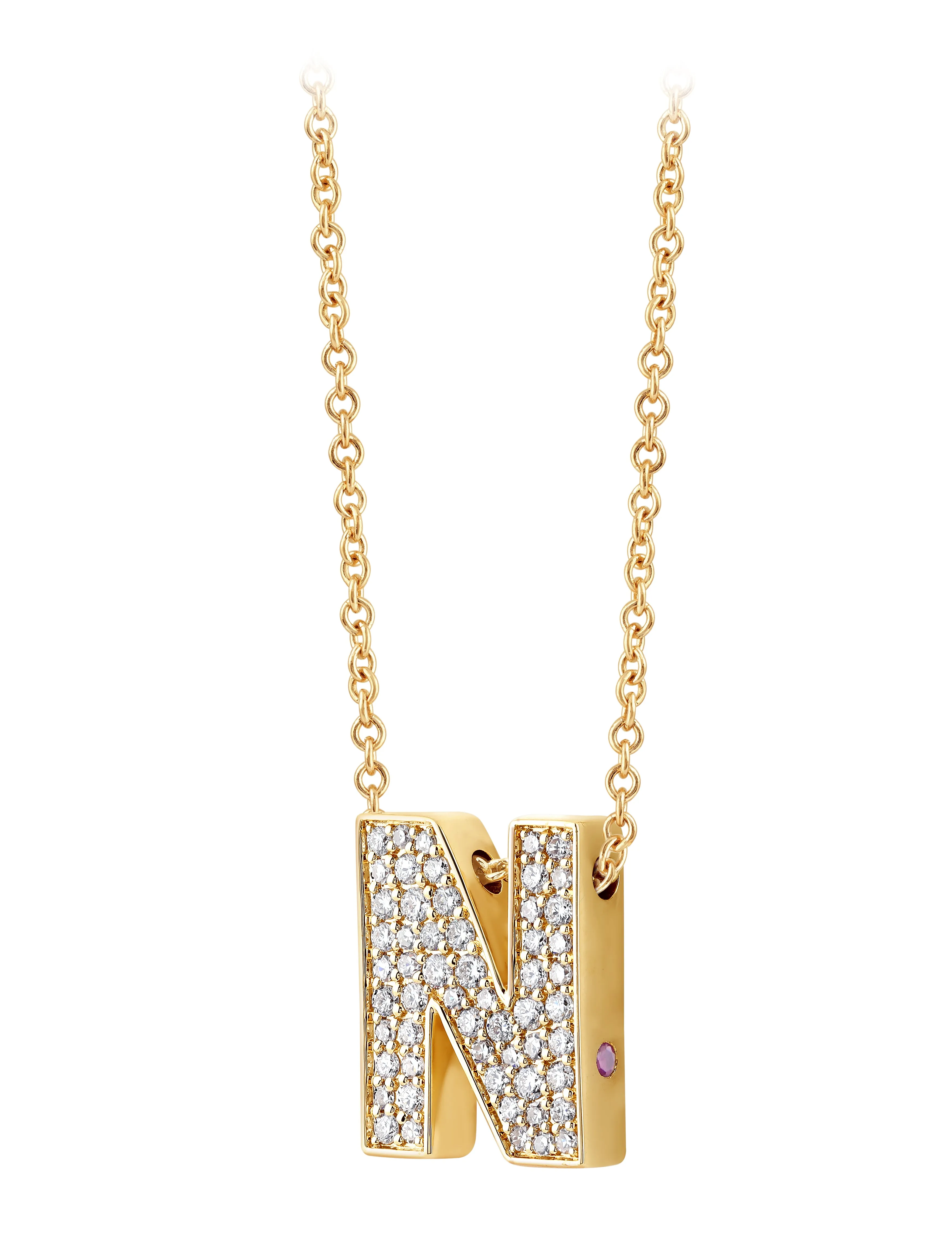 14K Gold Lab Grown Diamond Initial Necklace