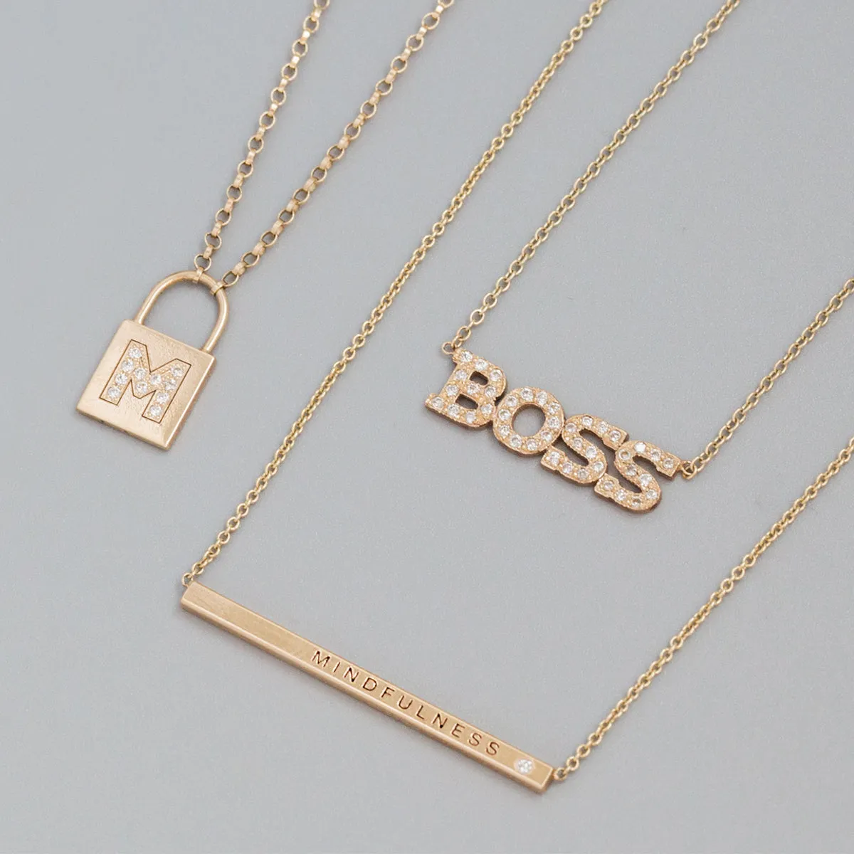 14k Pavé Diamond Initial Padlock Necklace