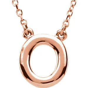 14k Rose Gold Letter "O" Block Initial 16" Necklace