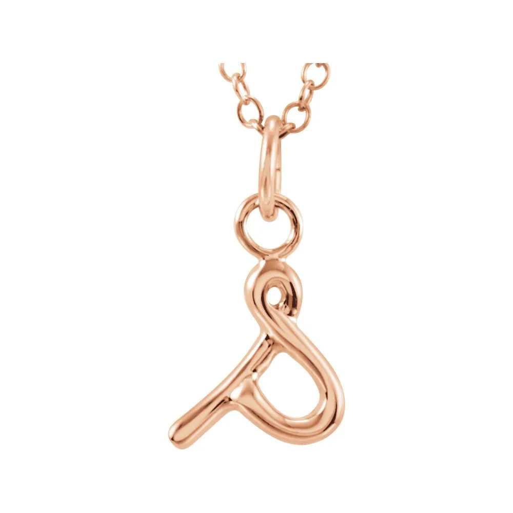 14k Rose Gold Letter "S" Lowercase Script Initial Necklace