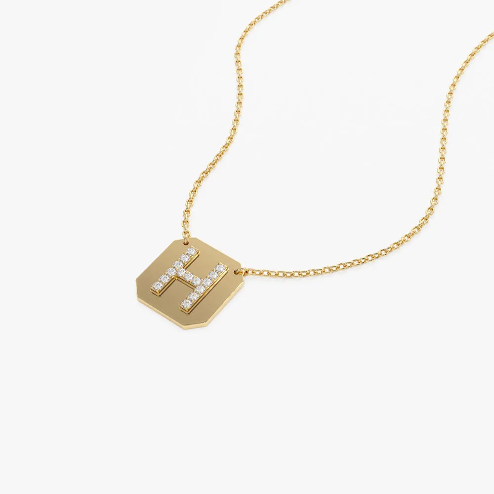 14k Solid Gold Diamond Letter Necklace