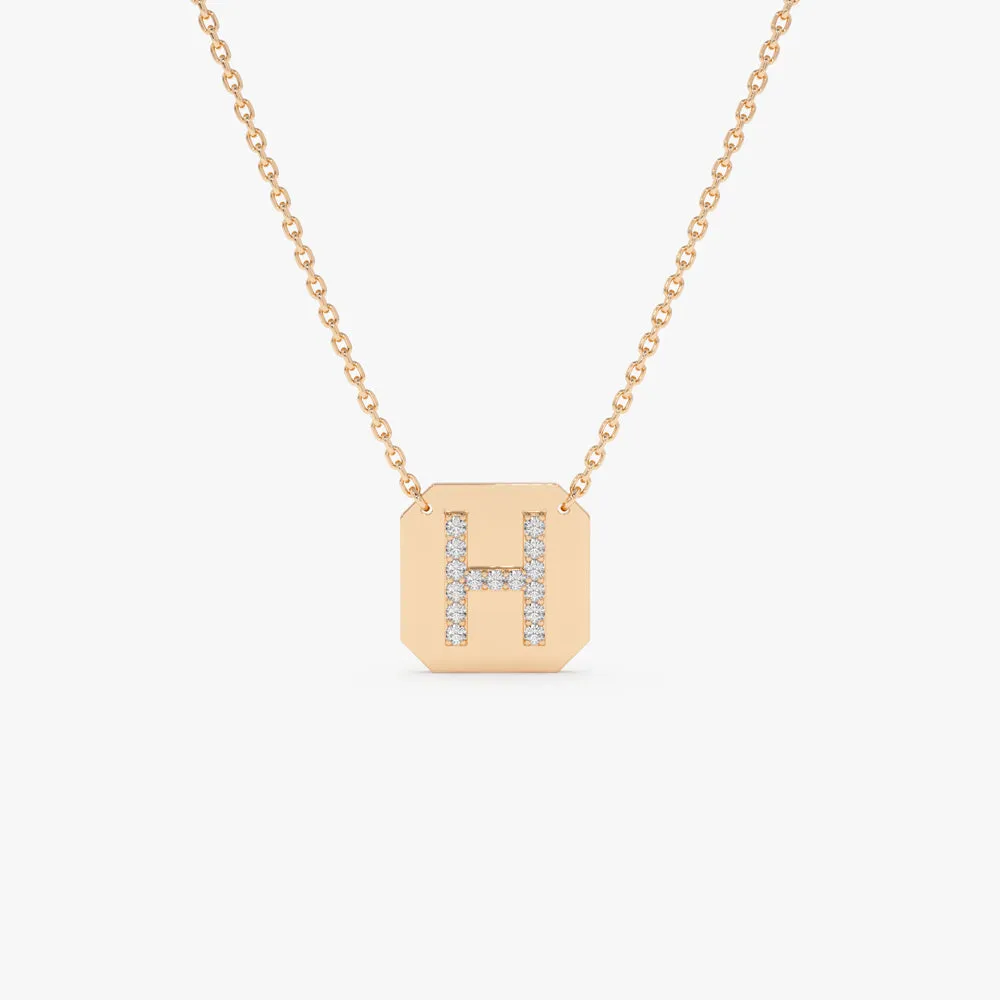 14k Solid Gold Diamond Letter Necklace