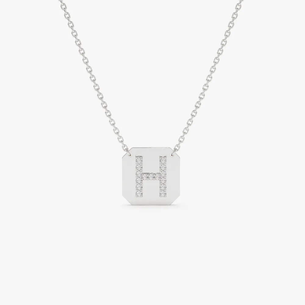 14k Solid Gold Diamond Letter Necklace
