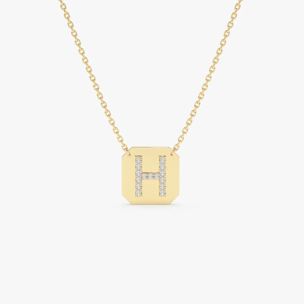 14k Solid Gold Diamond Letter Necklace