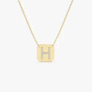 14k Solid Gold Diamond Letter Necklace