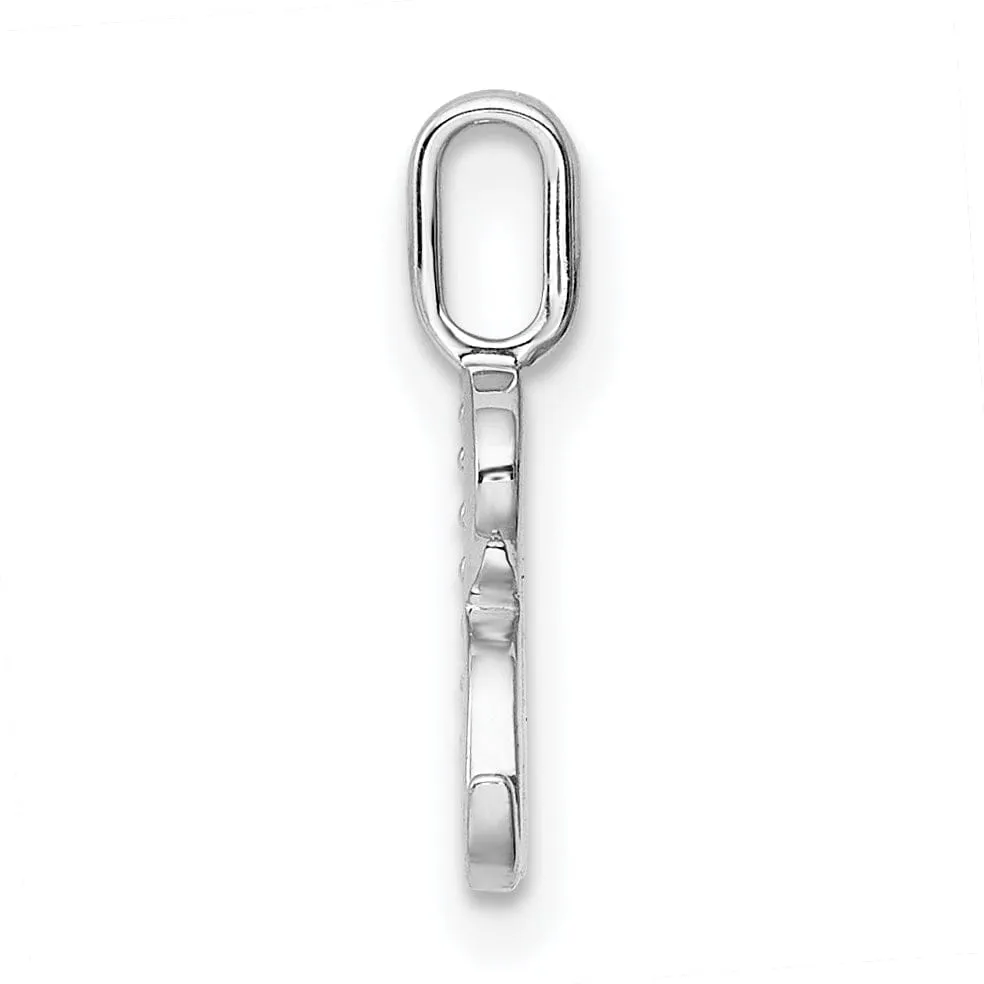 14K White Gold Diamond 0.028-CT Letter R Initial Charm Pendant