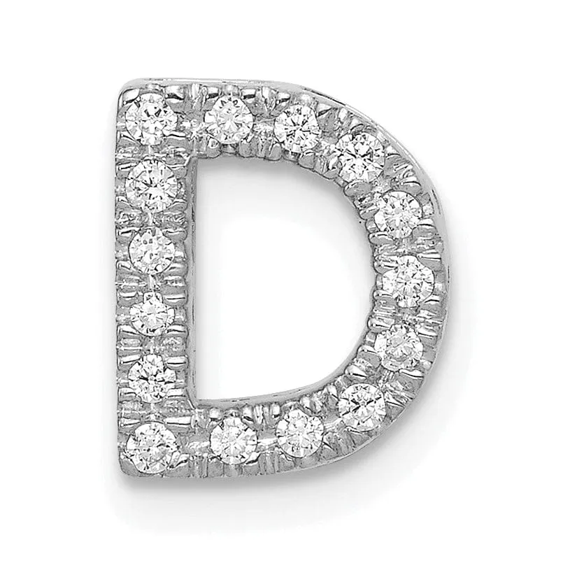 14K White Gold Diamond 0.15-CT Letter D Initial Charm Pendant