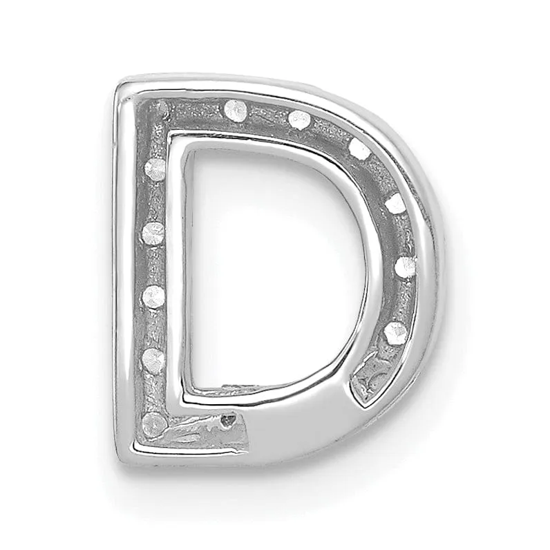 14K White Gold Diamond 0.15-CT Letter D Initial Charm Pendant