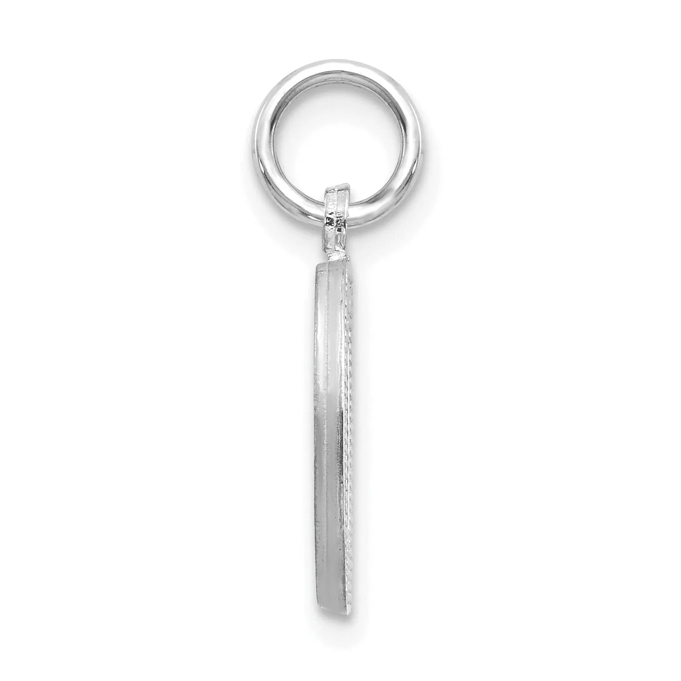 14k White Gold Satin Diamond Cut Finish Letter D Initial Pendant