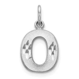 14k White Gold Satin Diamond Cut Finish Letter O Initial Pendant