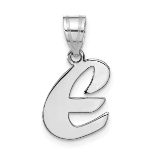 14k White Gold Script Design Letter E Initial Pendant