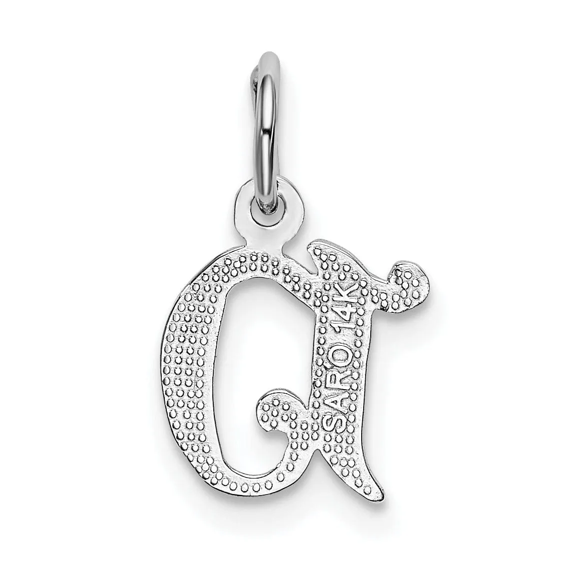 14k White Gold  Small Script Design Letter D Initial Charm Pendant