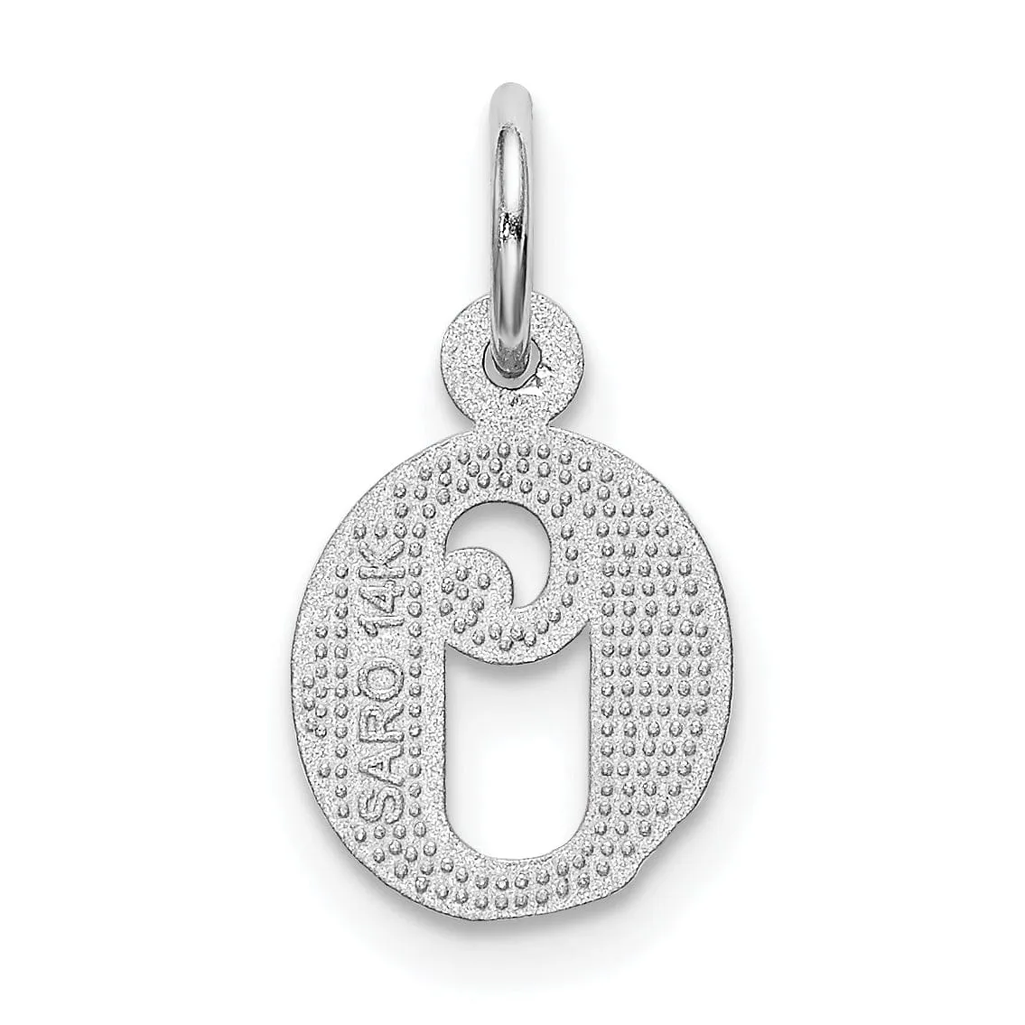 14k White Gold  Small Script Design Letter O Initial Charm Pendant