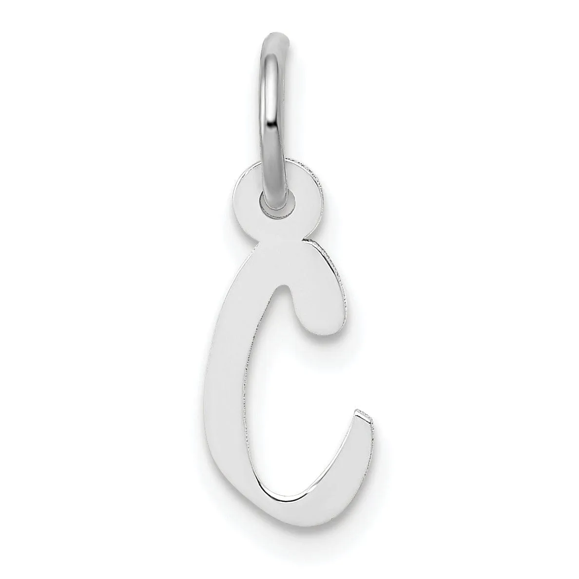 14k White Gold Small Slanted Block Letter C Initial Pendant