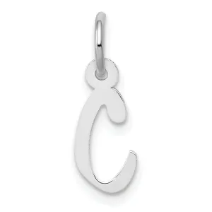 14k White Gold Small Slanted Block Letter C Initial Pendant