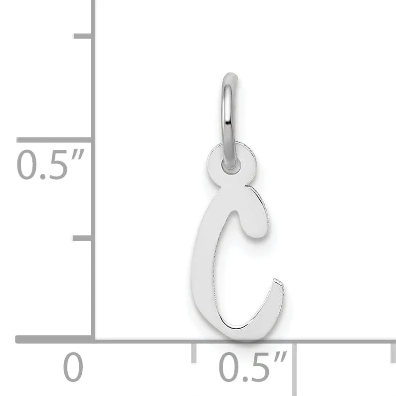 14k White Gold Small Slanted Block Letter C Initial Pendant