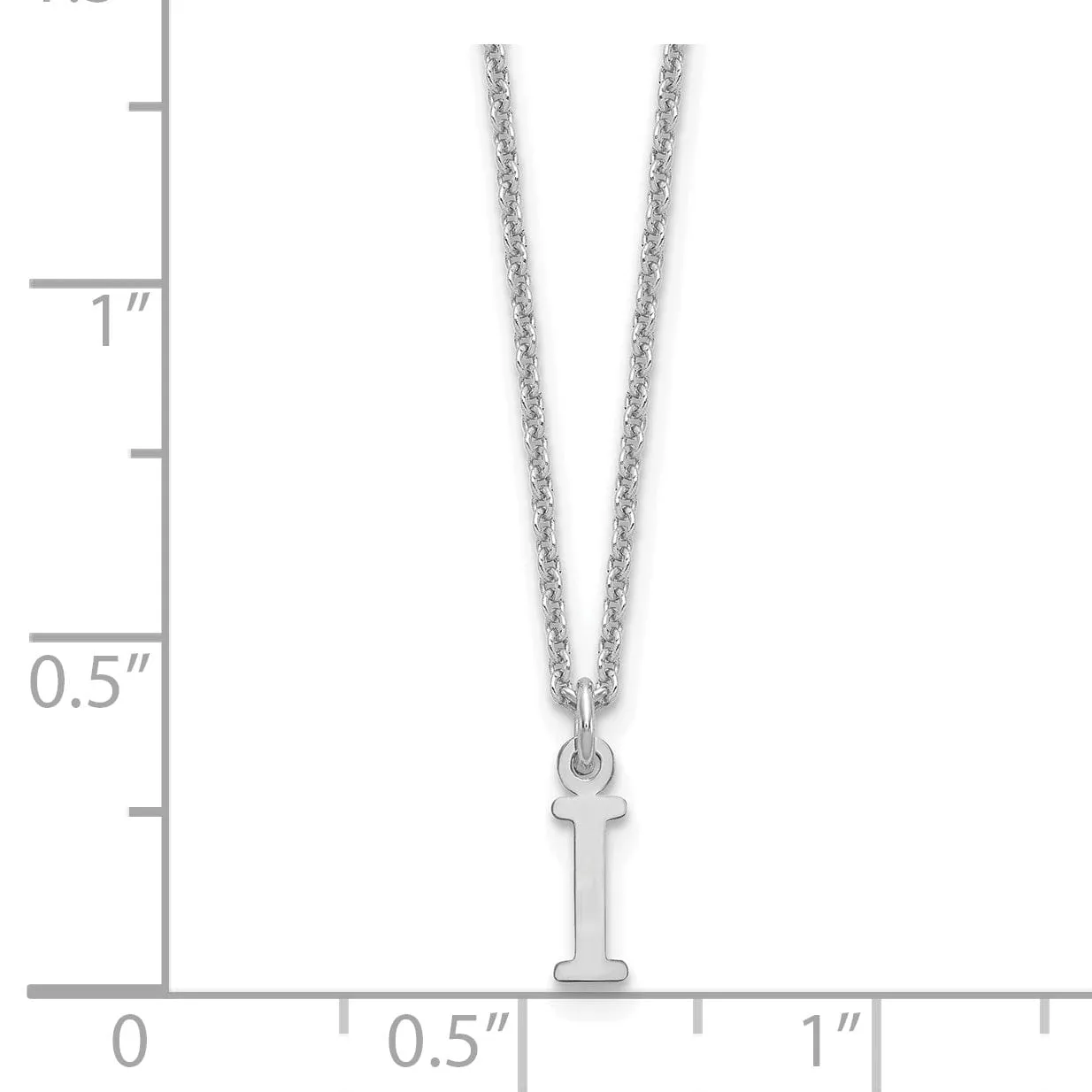 14k White Gold Tiny Cut Out Block Letter I Initial Pendant and Necklace