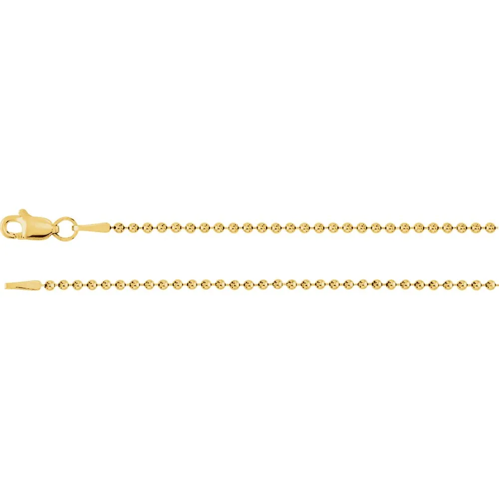 14k Yellow Gold 1.5mm Bead 16" Chain