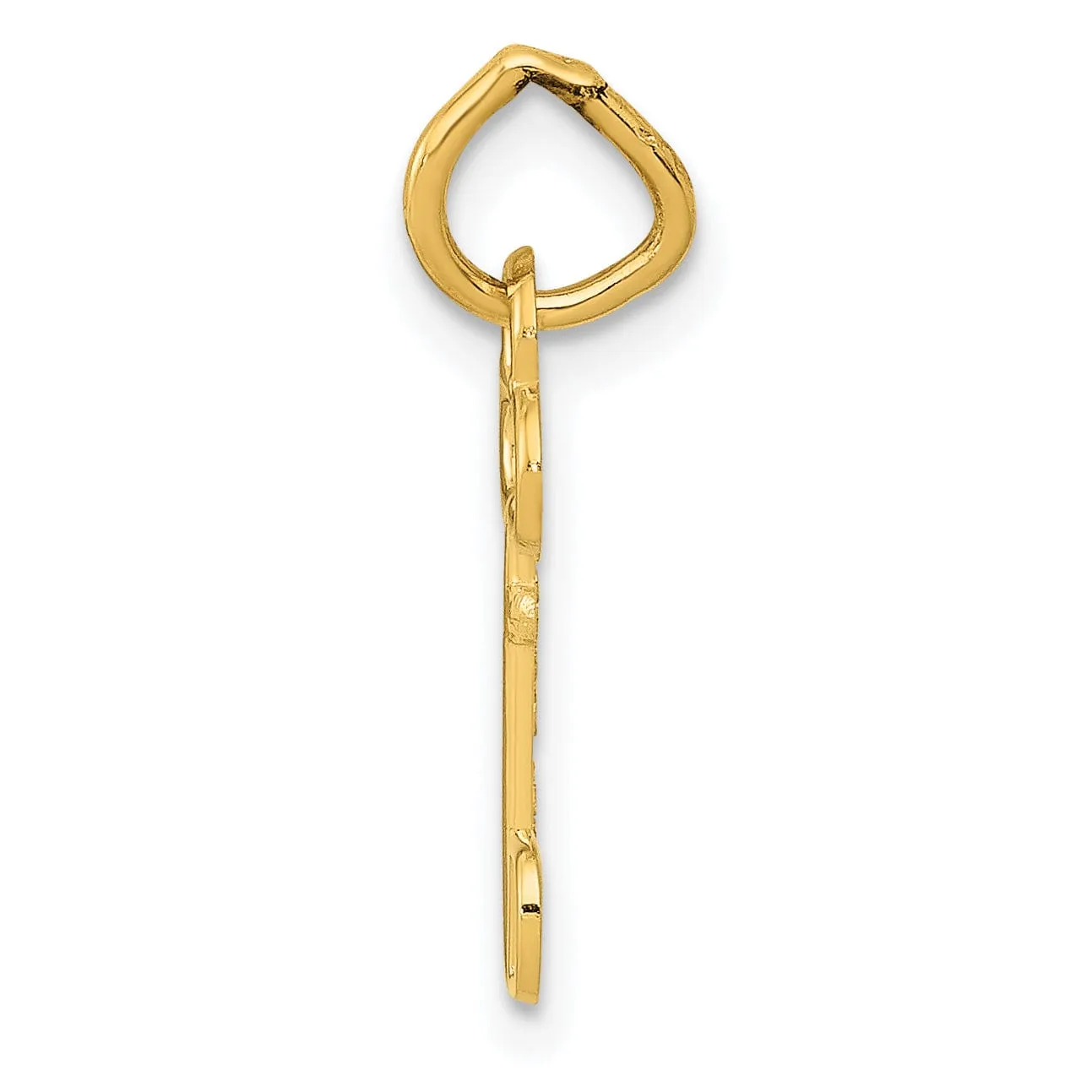 14K Yellow Gold Fancy Key Shape Design Letter D Initial Charm Pendant