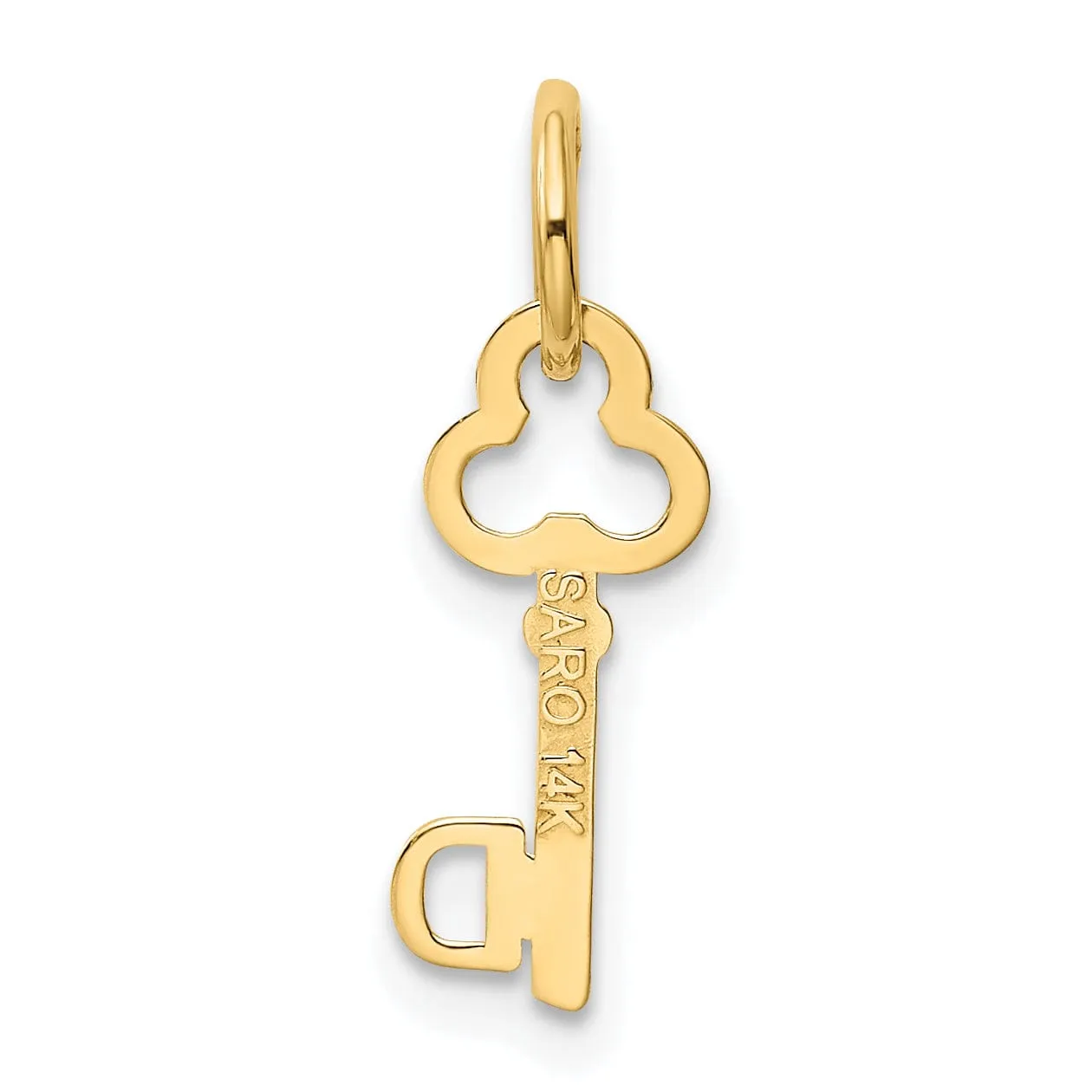 14K Yellow Gold Fancy Key Shape Design Letter D Initial Charm Pendant