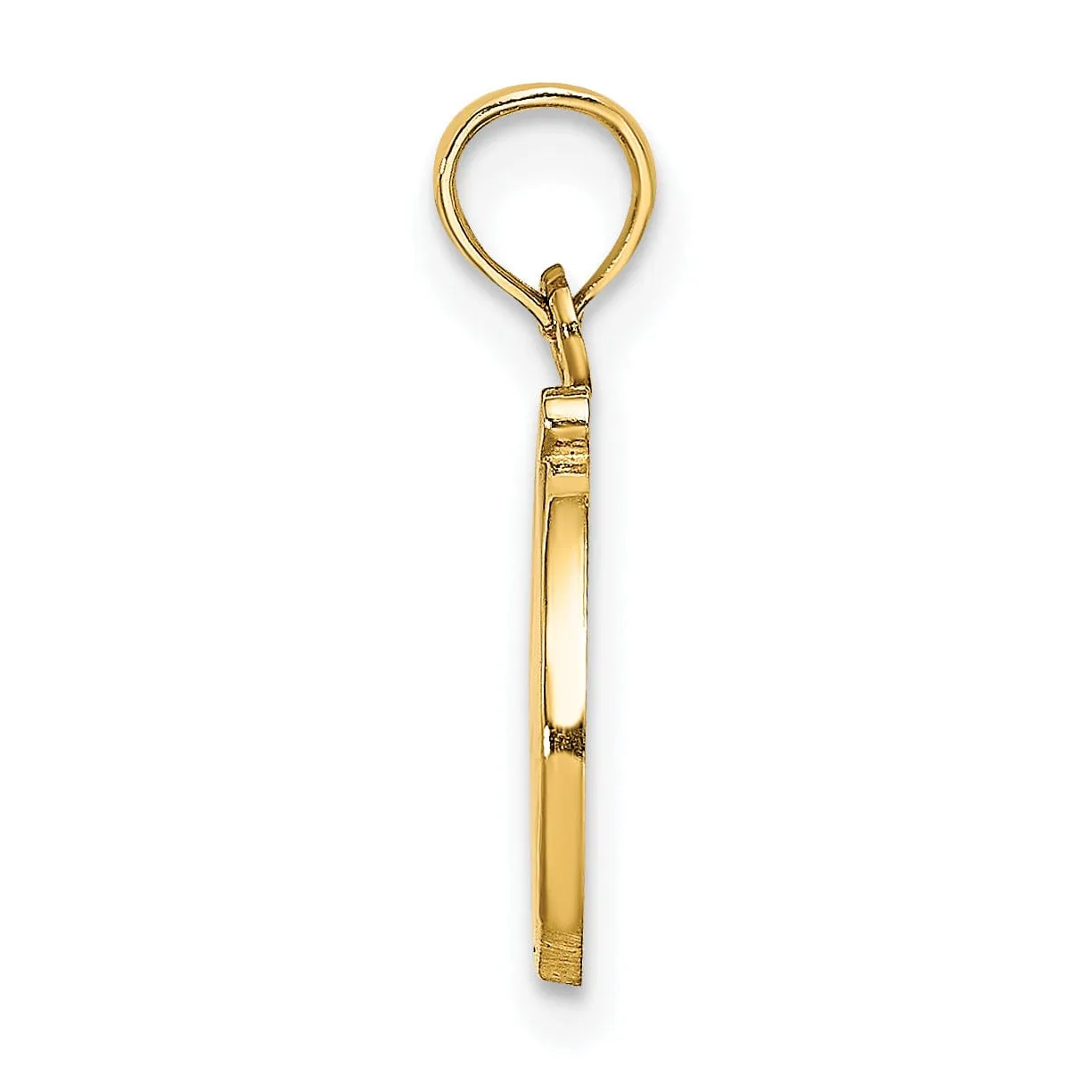 14K Yellow Gold Fancy Script Design Letter D Initial Charm Pendant