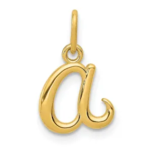 14K Yellow Gold Lower Case Script Letter A Initial Pendant
